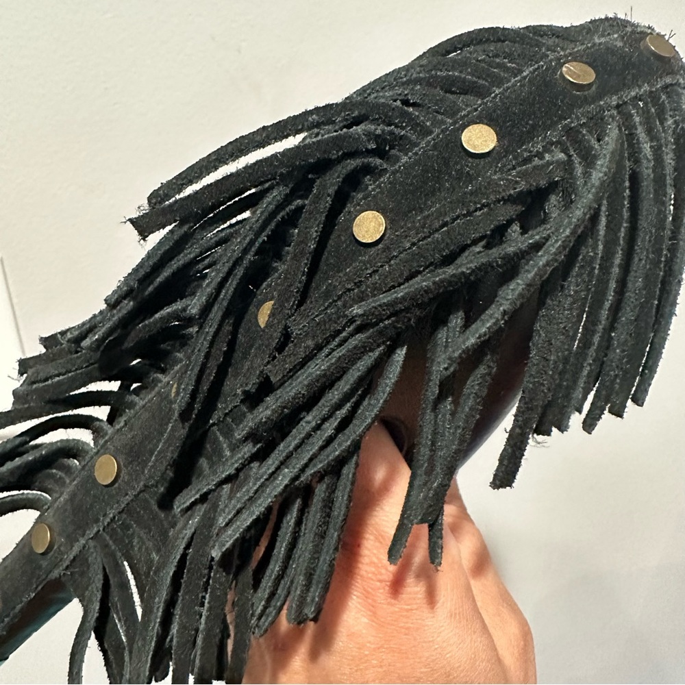 Report Signature Targee Black Fringe Platform Leather Pumps Size 8 - Picture 15 of 16